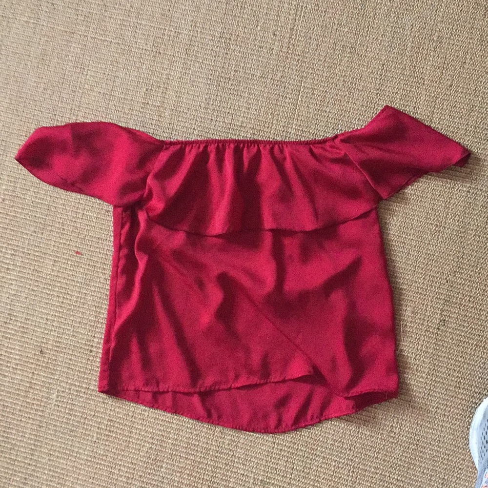 Off the shoulder red wine blouse